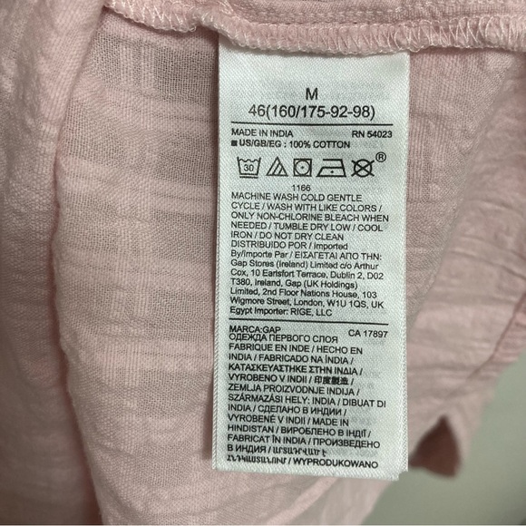 GAP Women’s Light Pink Blouse Three-Quarter Sleeve Button-Front Top Size Medium - Picture 8 of 12